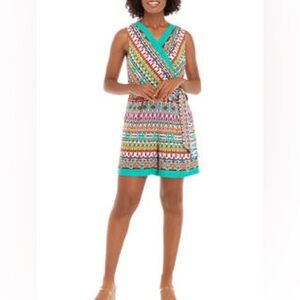 Sleeveless Geometric Vneck romper